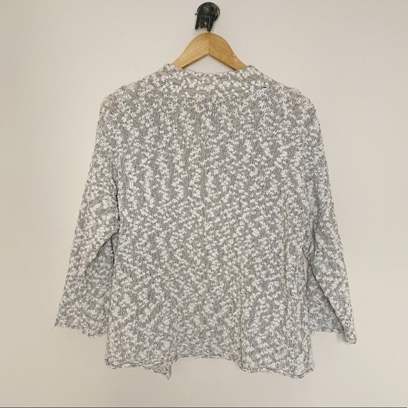 Eileen Fisher Open Front Textured Silk Blend Cardigan Lagenlook - Picture 3 of 7